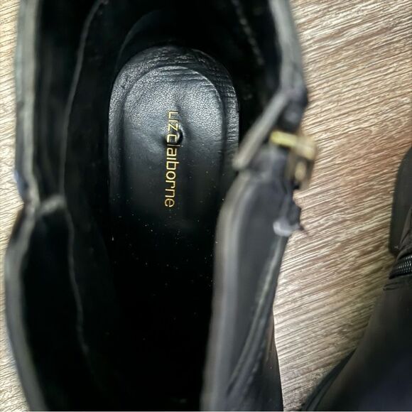 Liz Claiborne Black Faux Leather Strappy Ankle Booties Size 7M - Picture 9 of 12